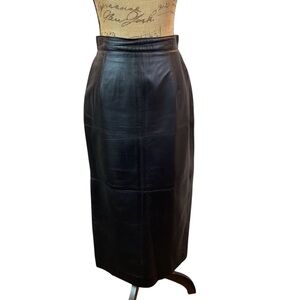 Vintage Genuine Leather Melanzona Maxi Skirt Black